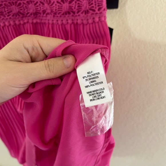 NWT Lulu's Something Wonderful Fuchsia Lace Pleated Skater Dress Pink Size Small - Picture 13 of 14